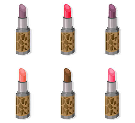 Lipstick beauty hack collection icons template vectorのイラスト素材