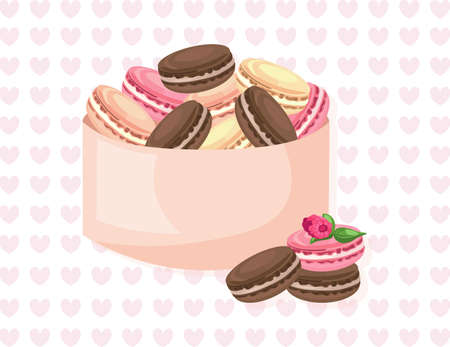 Vector delicious macaroons set for menu, invitation cards, partyのイラスト素材