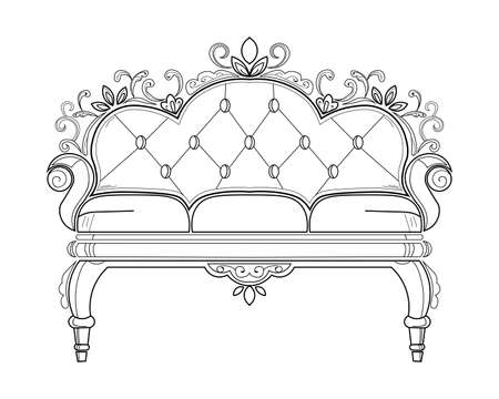 Baroque furniture rich sofa. Ornamented decor Vector illustrationsのイラスト素材
