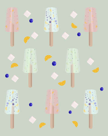 Ice cream candy sticks Vector illustration. Summer template banner pattern