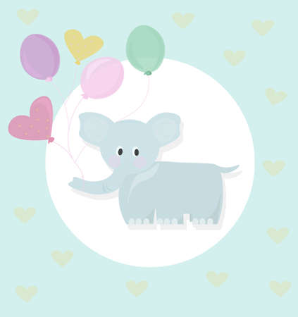 Elephant and balloons cartoon childhood styleのイラスト素材