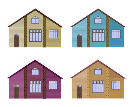 Set collection of different colors architecture facade buildings.のイラスト素材