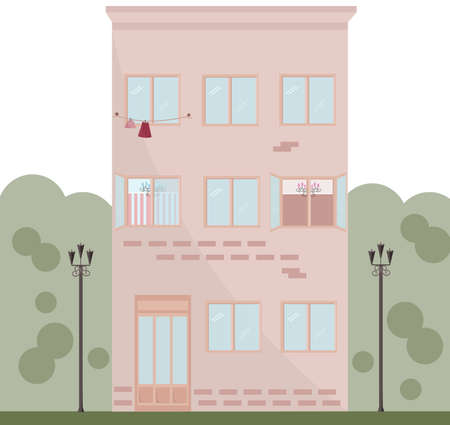 Modern architecture facade building illustrationsのイラスト素材