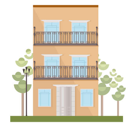 Architecture facade building vector illustrations flat styleのイラスト素材