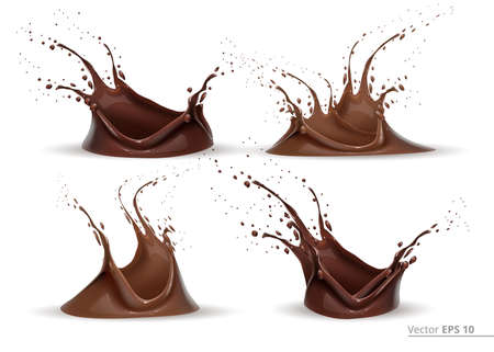 Realistic chocolate splash setのイラスト素材