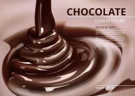 Melted chocolate flow. pouring background Vector realisticのイラスト素材