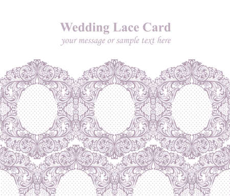Vintage delicate Lace card. Retro dotted Handmade ornament for invitations, prints, decor, greetingcards. Vector illustrationのイラスト素材
