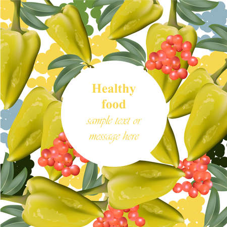 Realistic Pepper healthy food pattern background Vector for print, menu, advertise, shop, groceryのイラスト素材