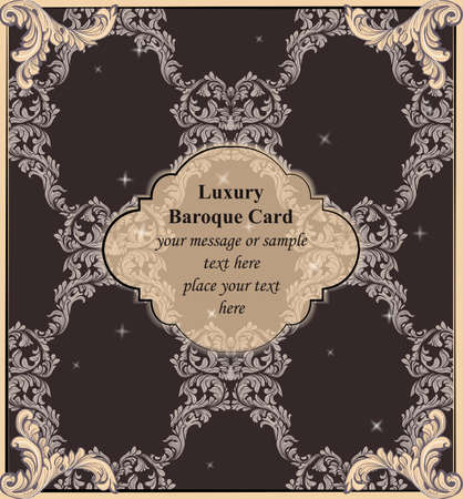 Luxury Baroque card background Vector. Rich imperial intricate ornamentのイラスト素材