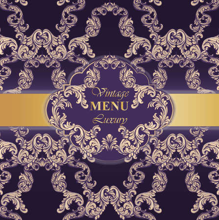 Luxury Baroque card paper decor ornament Vector pattern. Rich imperial intricate elementsのイラスト素材