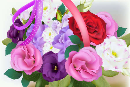 Realistic Floral bouquet Vector isolated on white. Beautiful decor detailed illustrationのイラスト素材