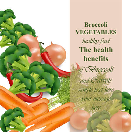Broccoli carrots. Healthy food Vector realistic with place for textのイラスト素材