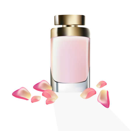 Eau de toillete golden bottle Perfect for advertising.のイラスト素材