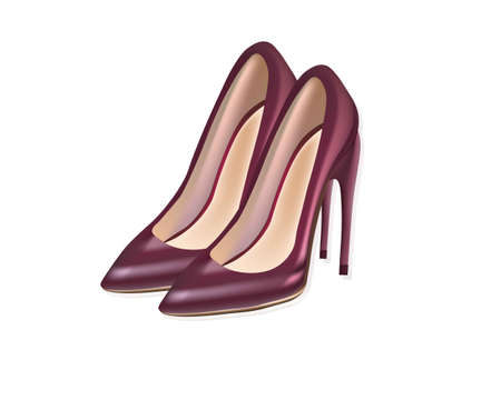 Red sexy shoes Vector illustration. Women stiletto detailedのイラスト素材