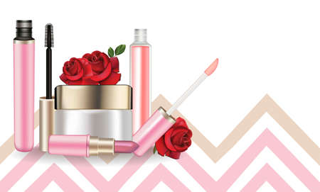 Lip gloss and mascara illustration.のイラスト素材