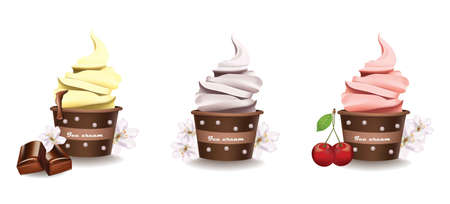 Cupcakes with vanilla frosting icon.のイラスト素材