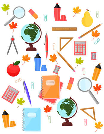 School supplies patternのイラスト素材