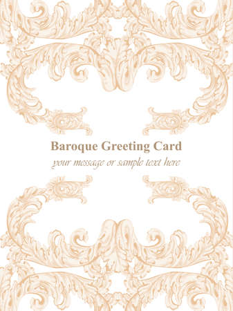 Baroque greeting card Vector. luxury ornament pattern. Royal victorian rich decor background. Hazelnut colorのイラスト素材
