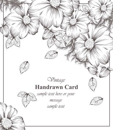 Vintage floral card line artのイラスト素材