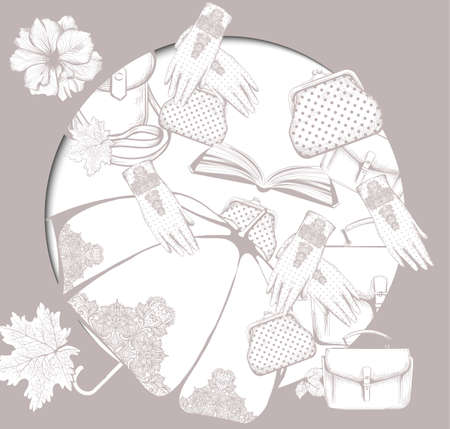 Vintage autumn setのイラスト素材