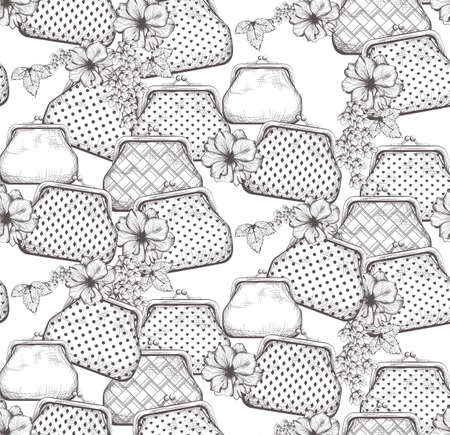 Vintage handbag, clutches patternのイラスト素材