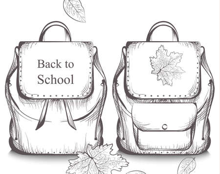 Schoolbags line artのイラスト素材