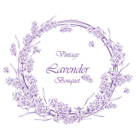 Invitation card with Lavender and lace decor.のイラスト素材