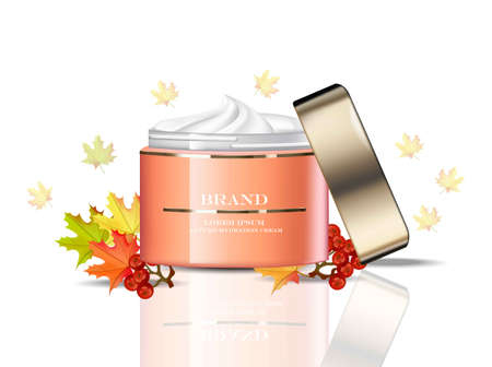 Cream beauty product realistic mock up for advertising, banner and poster.のイラスト素材