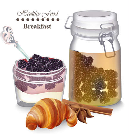 Sweet delicious breakfast dessert vector illustration.のイラスト素材