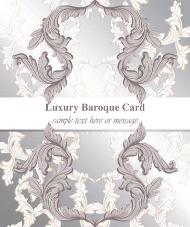 Baroque card decor for invitation, wedding, greeting cards. Vector illustrationのイラスト素材