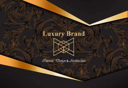 Luxury card with ornaments Vector. Beautiful illustration for brand book, business card or poster. Dark background. Place for textのイラスト素材