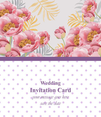 Pink flowers design for invitation cardのイラスト素材