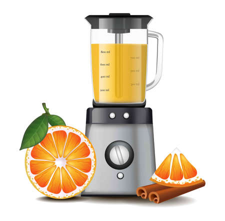 Orange juice in a blender realistic vectorのイラスト素材