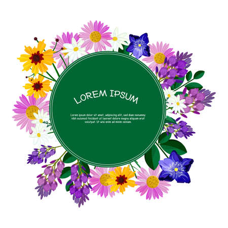 Flowers card flat style vector illustration. place for textのイラスト素材