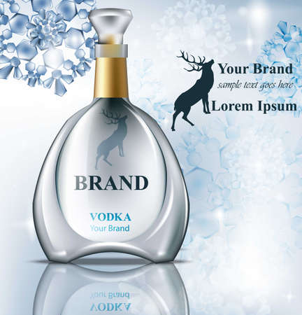 Vodka realistic bottle mock up Vector. Product packaging brand design. Place for textのイラスト素材