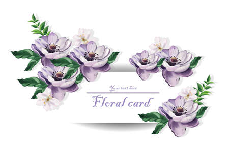 Vintage card Beautiful purple flowers Vector illustration. Floral pattern backgroundのイラスト素材