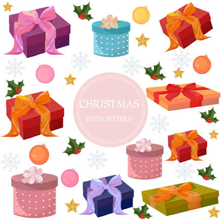 Merry Christmas colorful gift boxes Vectorのイラスト素材
