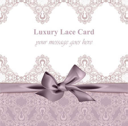 Luxury lace background with bow. Vector handmade ornament decorsのイラスト素材