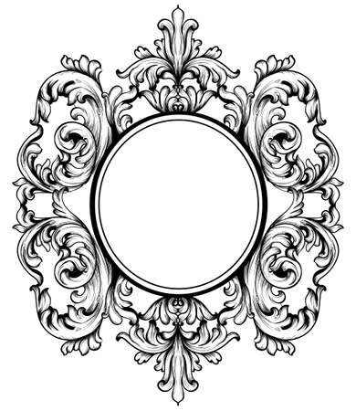 Baroque frame with intricate ornament decor. Vectorのイラスト素材