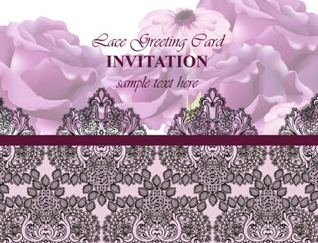 Lace card with flowers Vector. Luxury background decorsのイラスト素材