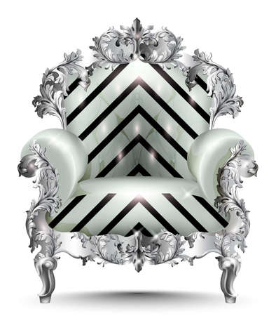 Baroque luxury armchair abstract texture. Vector realistic 3D designsのイラスト素材