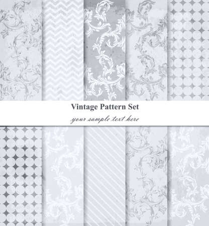 Damask patterns set Vector. Baroque ornament decor. Vintage background. Pastel color fabric textureのイラスト素材
