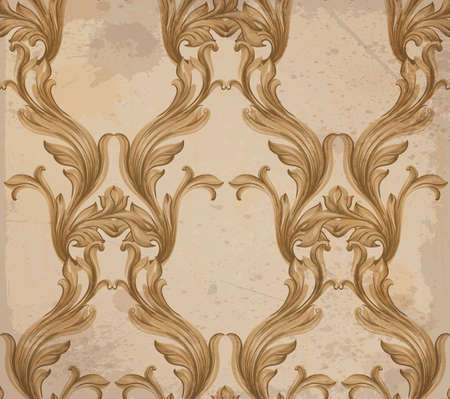 Damask pattern Vector illustration handmade ornament decor. Baroque grunge background textureのイラスト素材
