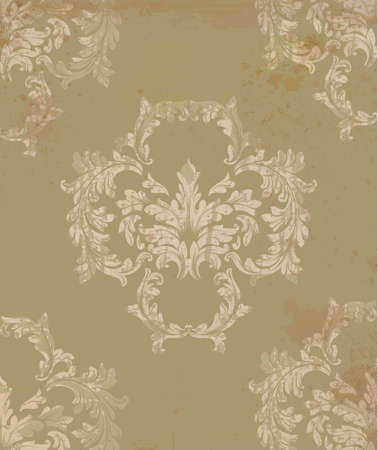 Baroque vector pattern in khaki color intricate design ornaments.のイラスト素材