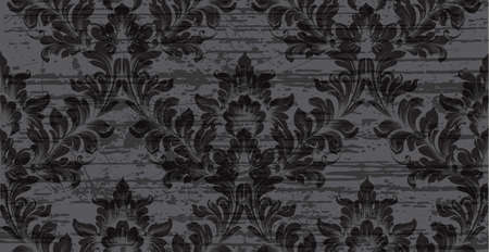 Baroque pattern texture Vector. Royal fabric background. Luxury background decor complete black colorsのイラスト素材