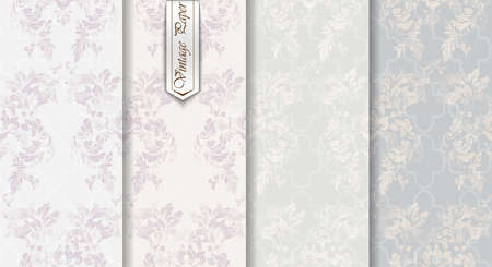 Baroque pattern complete color texture set Vector. Royal fabric decorのイラスト素材
