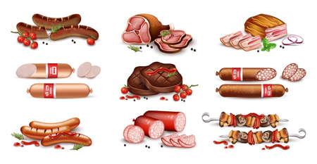 Set of different meat icons.のイラスト素材