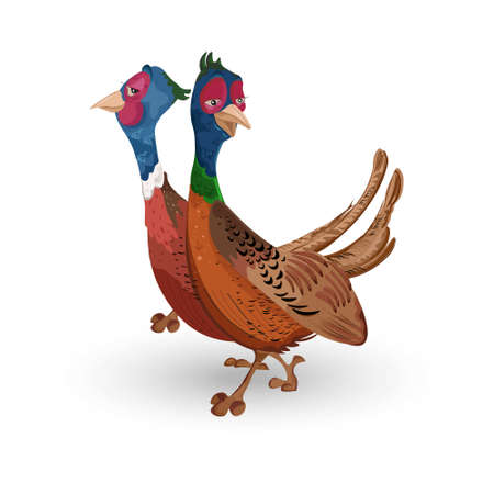 Turkeys walking Vector cartoon characters illustrationsのイラスト素材