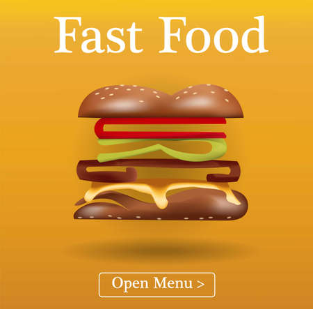 Fast food burger vector template layout text.のイラスト素材