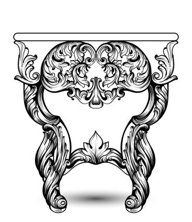 Baroque console table with luxurious ornaments. Vector French Luxury rich intricate structure. Victorian Royal Style decorsのイラスト素材